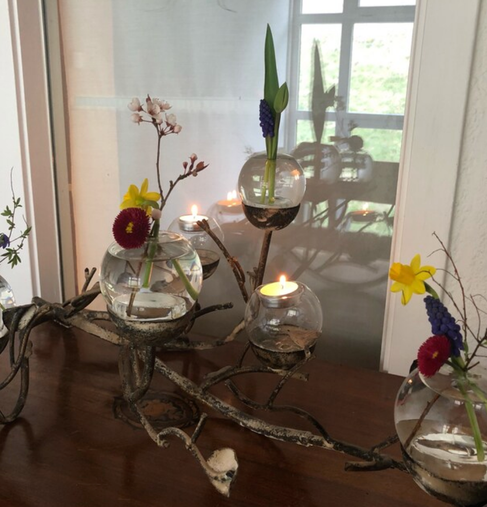 Tea Light Holder Bud Vase Handmade Blown Glass Set of 3