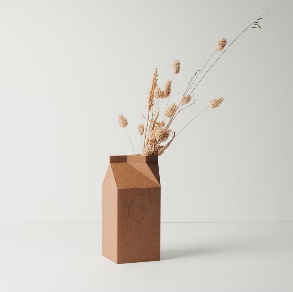 Vase Milk Bottle Design for Dried Flowers Zero Waste Upcycled 3D Printed