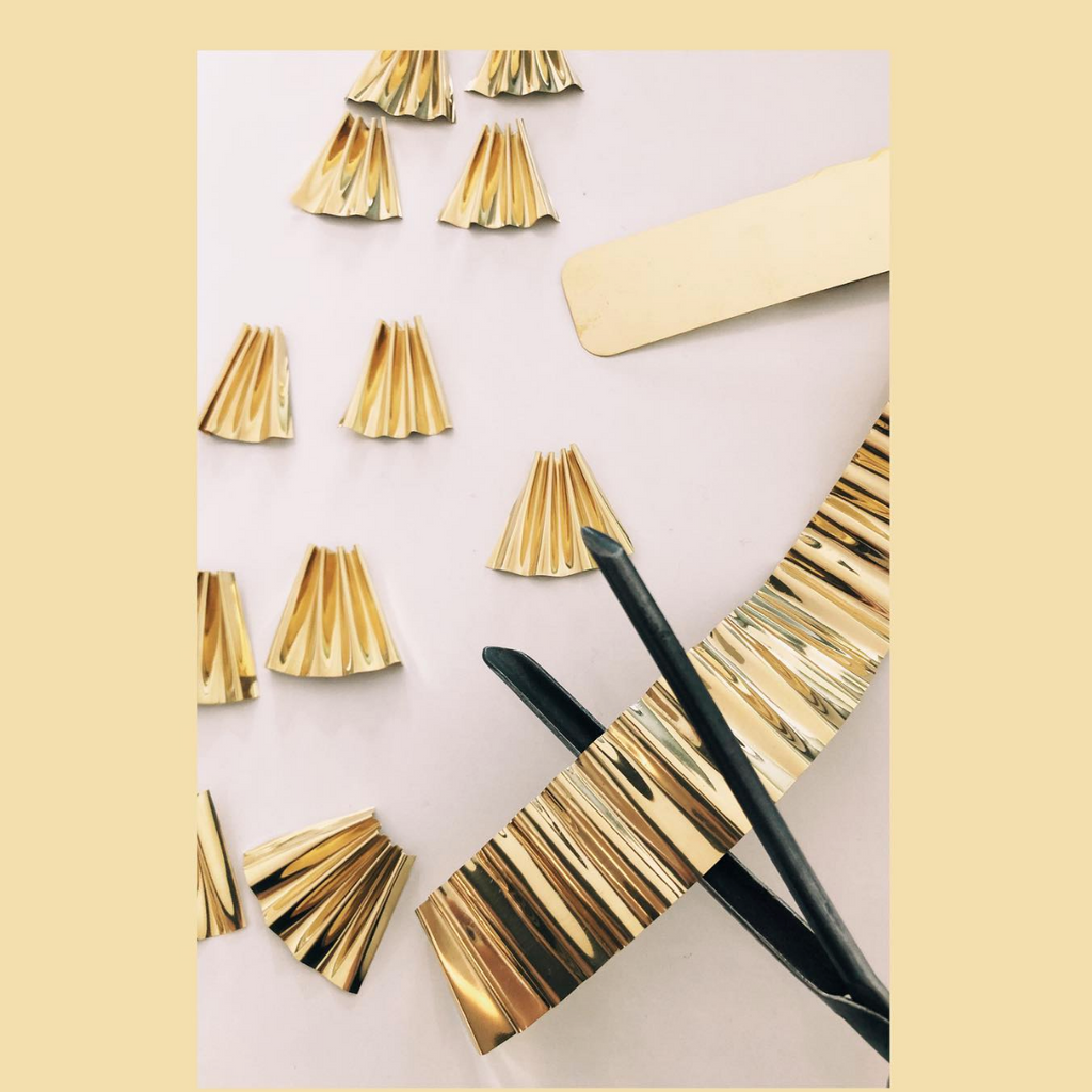 Plissé Earrings 24K Gold Plated Designer Statement Studs Bold Unique Gift Boxed