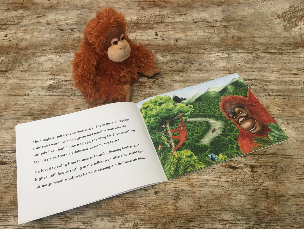 Children Book & Recycled Plush Orangutan Gift Set UK Award-winning Author Buddy’s Rainforest Rescue