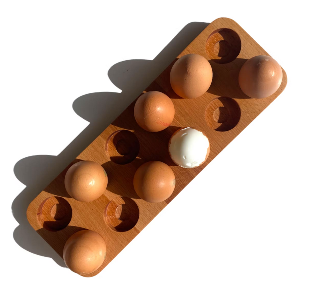 Egg Tray Holder Rack Sustainable Beech Wood x12