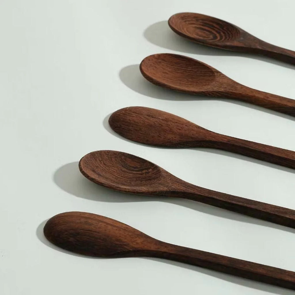 Coconut Spoons Pack of 6 Upcycled Natural Wood Eco Friendly 19cm