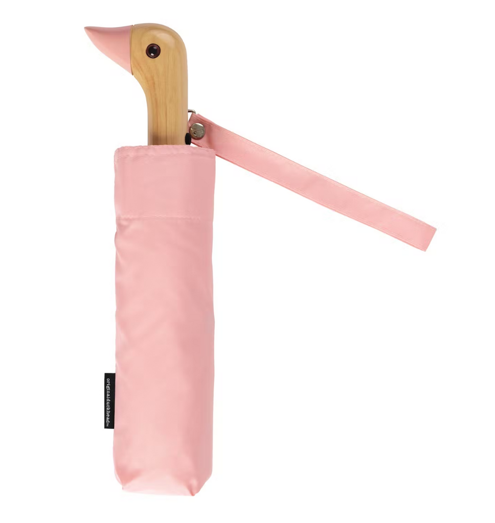 Windproof Rainproof Umbrella Duck Head Handle Compact Eco-Friendly Recycled Pink