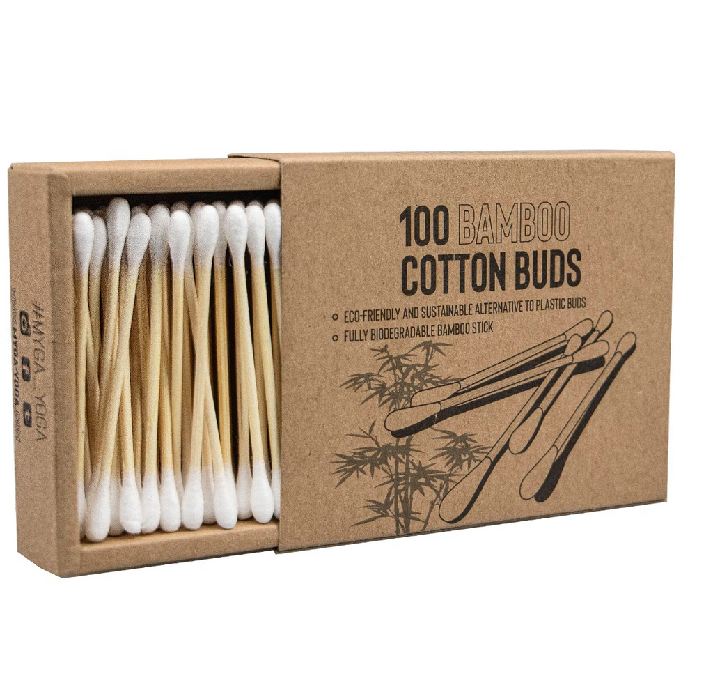 Organic Bamboo Cotton Buds Swabs Sustainable Plastic Free 100 Pack