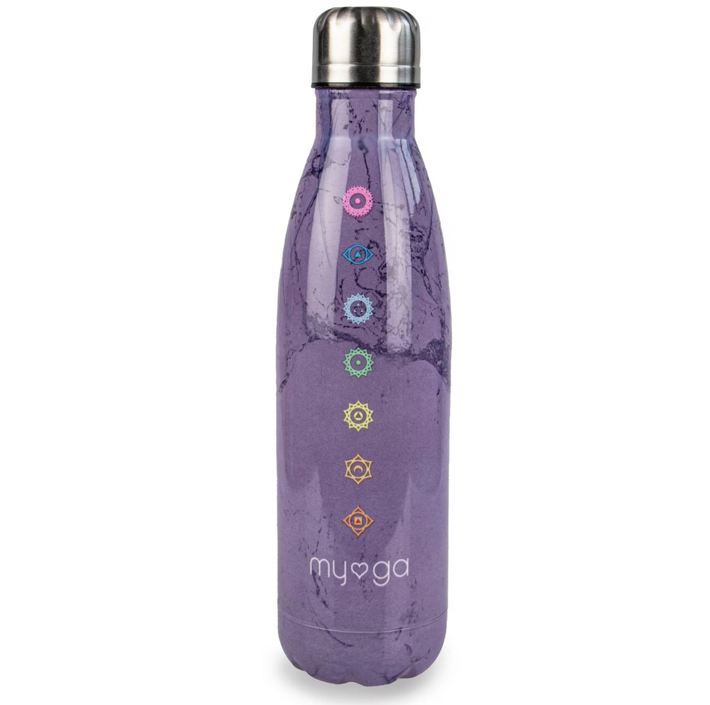Reusable Water Bottle Thermos Insulated Purple Chakra Yoga 500ML