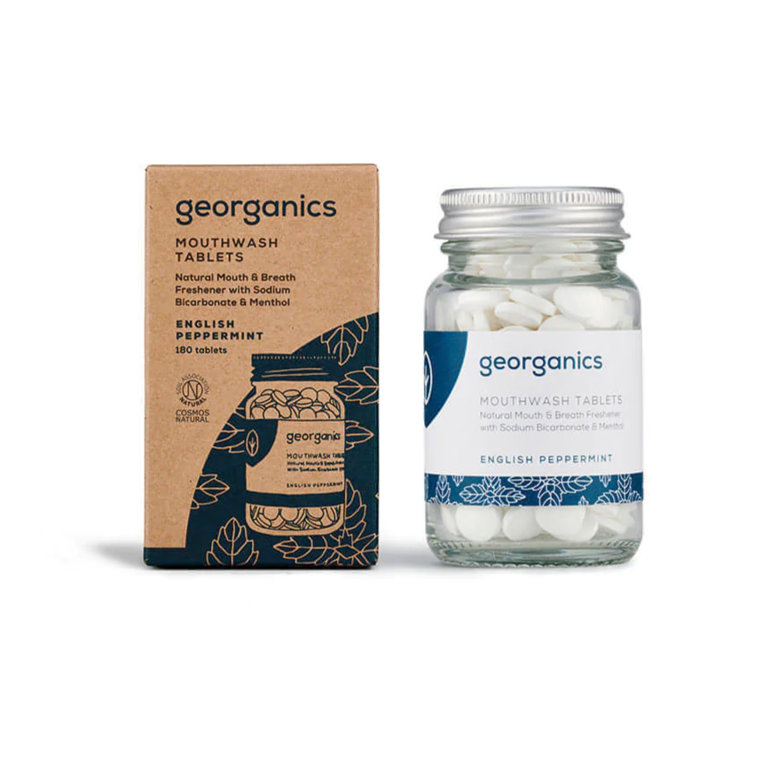 Mouthwash Tablets Organic English Peppermint Eco Travel Essentials Georganics UK