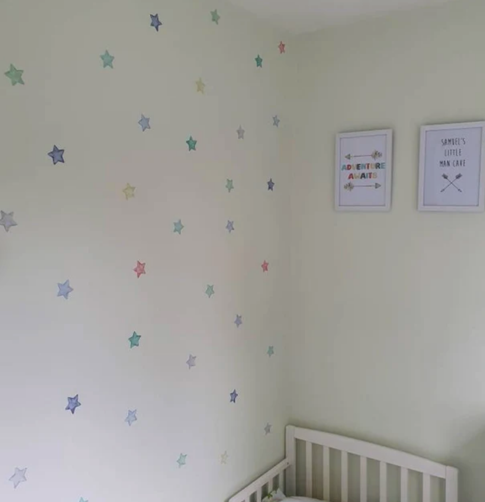 Wall Stickers Watercolour Stars Kids Children Room Decoration Plastic Free
