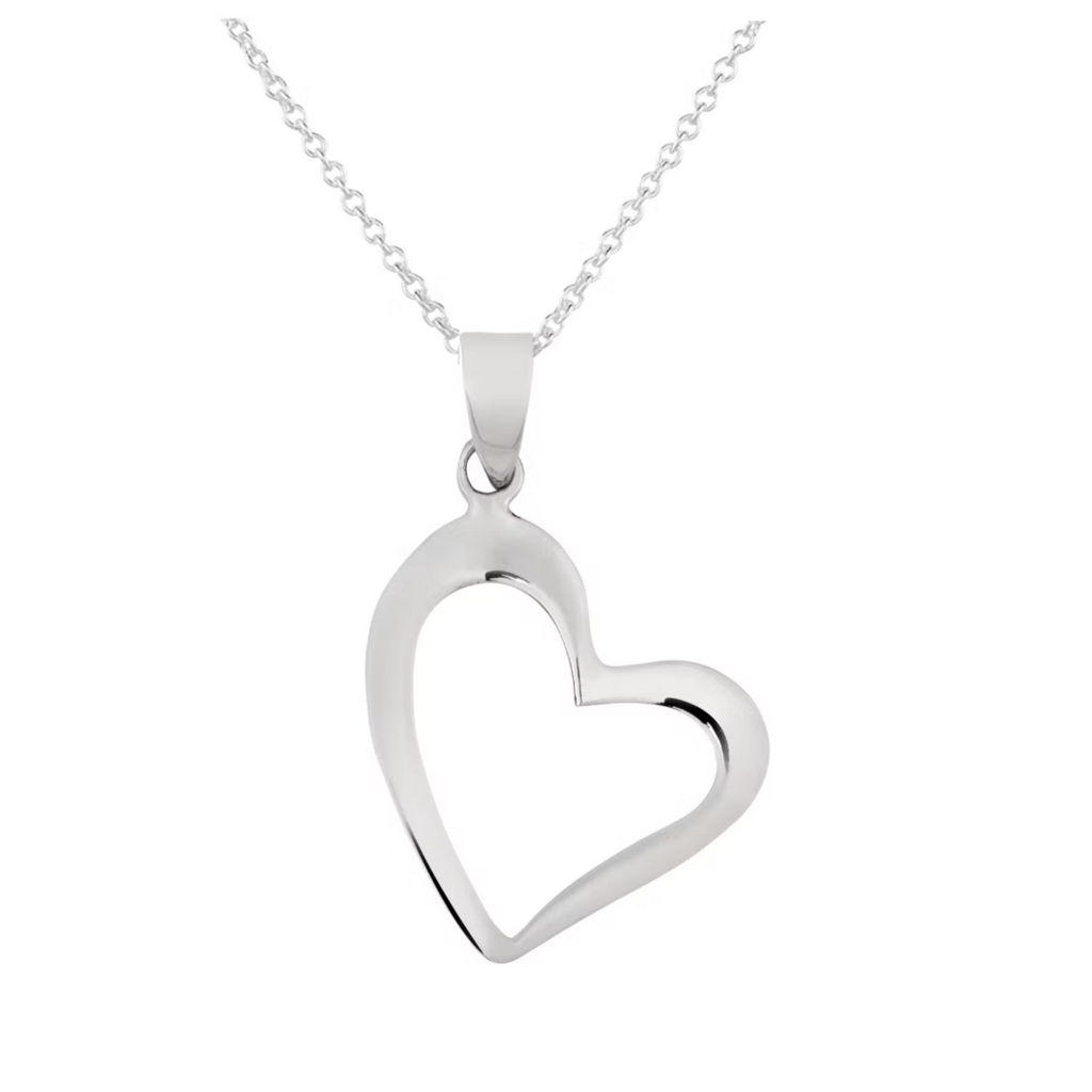 Heart Layering Necklace 925 Sterling Silver Pendant 18'' Chain Handmade Jewellery