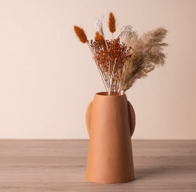 Vase for Dried Flowers Zero Waste Upcycled Plastic Free Pottery Style