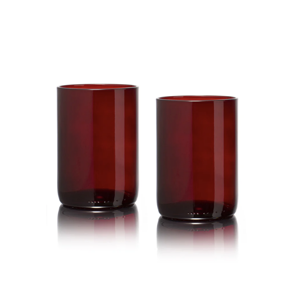 Tumbler Glass Upcycled Wine Bottles Pack of 2 in Gift Box Ruby Limited Edition