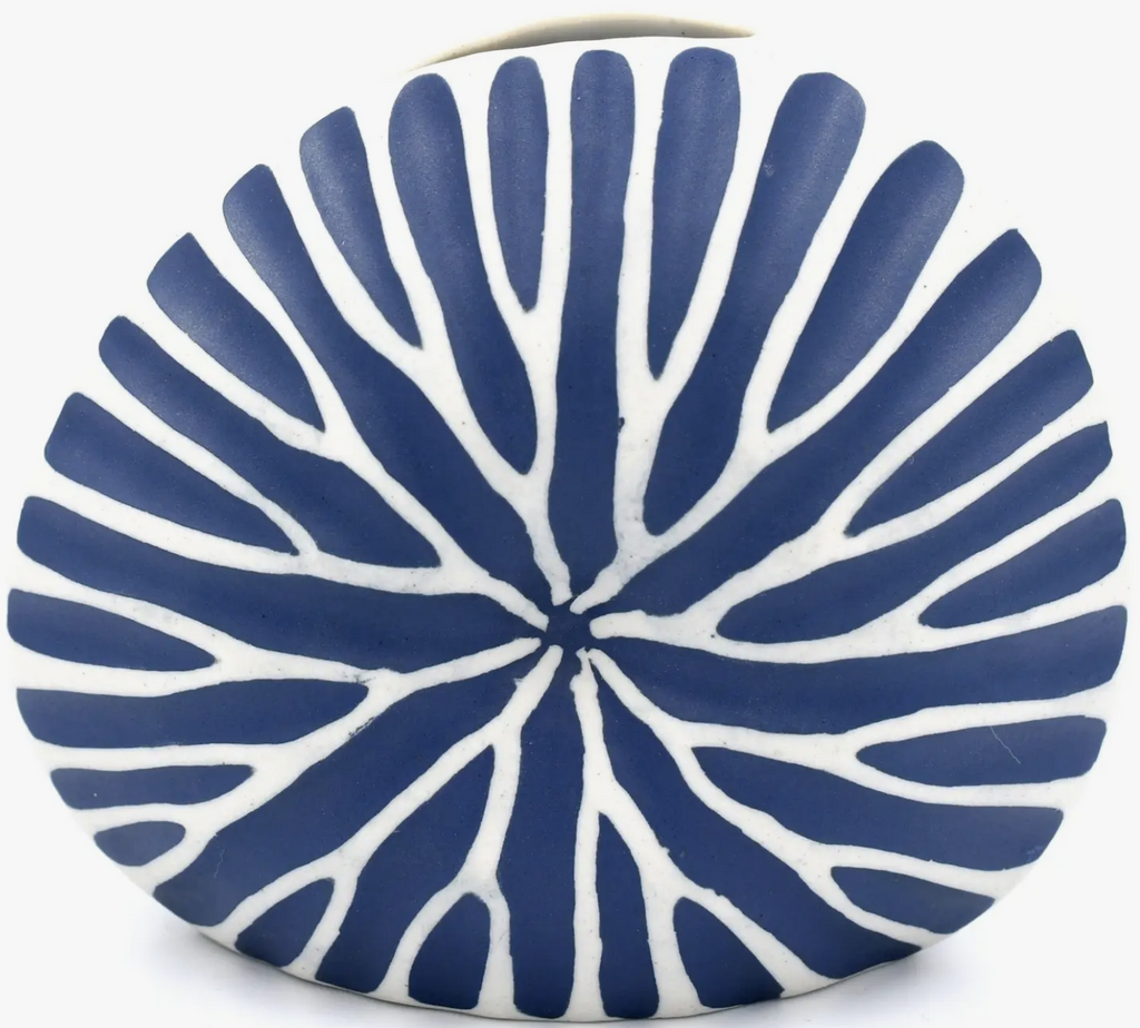Porcelain Bud Vase Artisan Handmade Ceramic White & Black Stripes Or Zebra Blue Midi